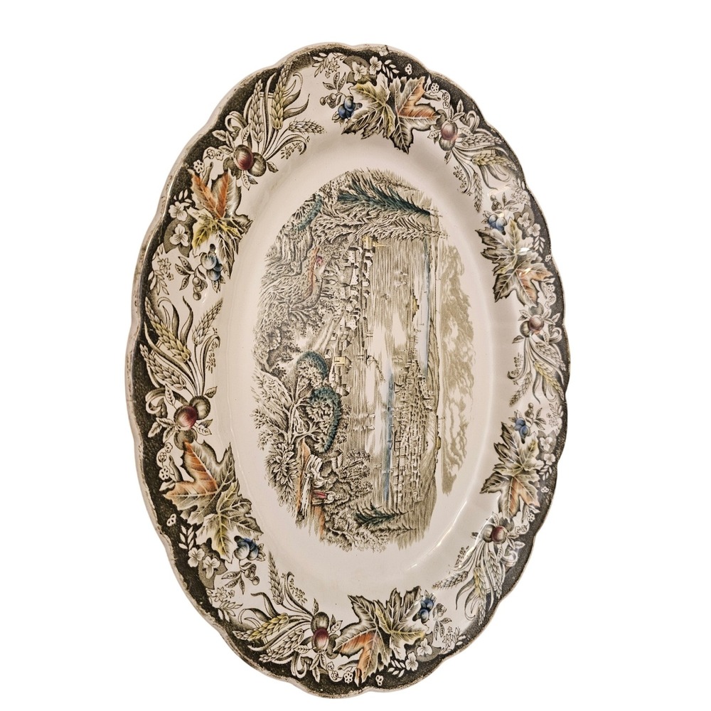 Ridgway Staffordshire Heritage Halifax Early Canada Oval Serving Platter‎ 13.5in